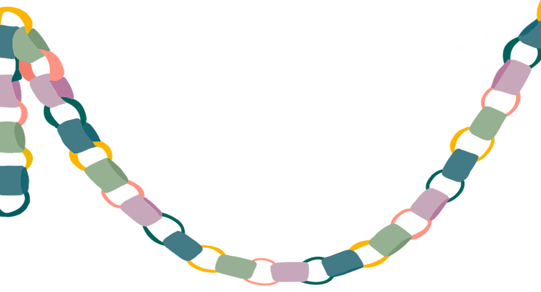 Colorful paper chain on a white background