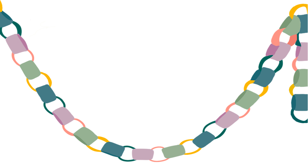 Colorful paper chain on a white background